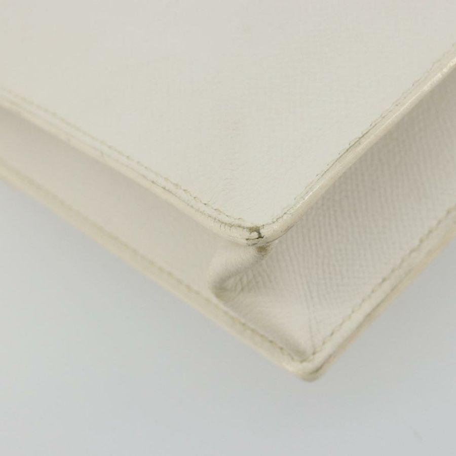 【日本直送】愛馬仕 Sac Adepeche 27 手提包,白色銀色皮革,正品,貨號 182041A-15