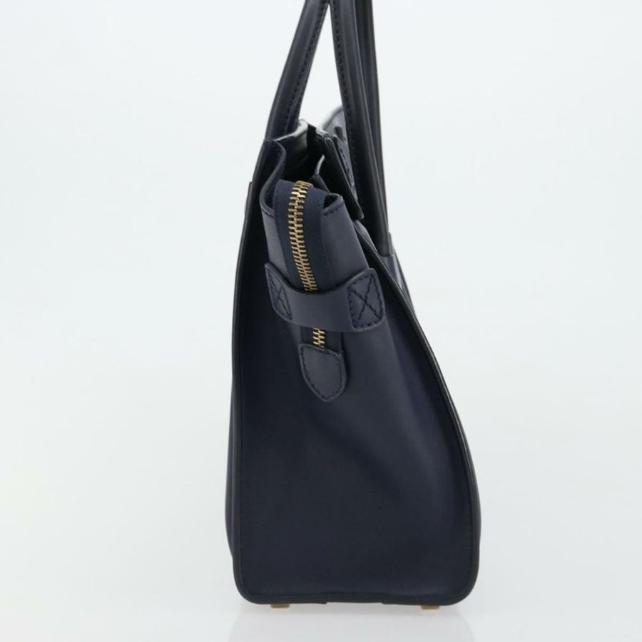 【日本直送】CELINE Luggage Micro Shopper 手提包,皮革材質,海軍藍/金色,正品,貨號 181820M-2