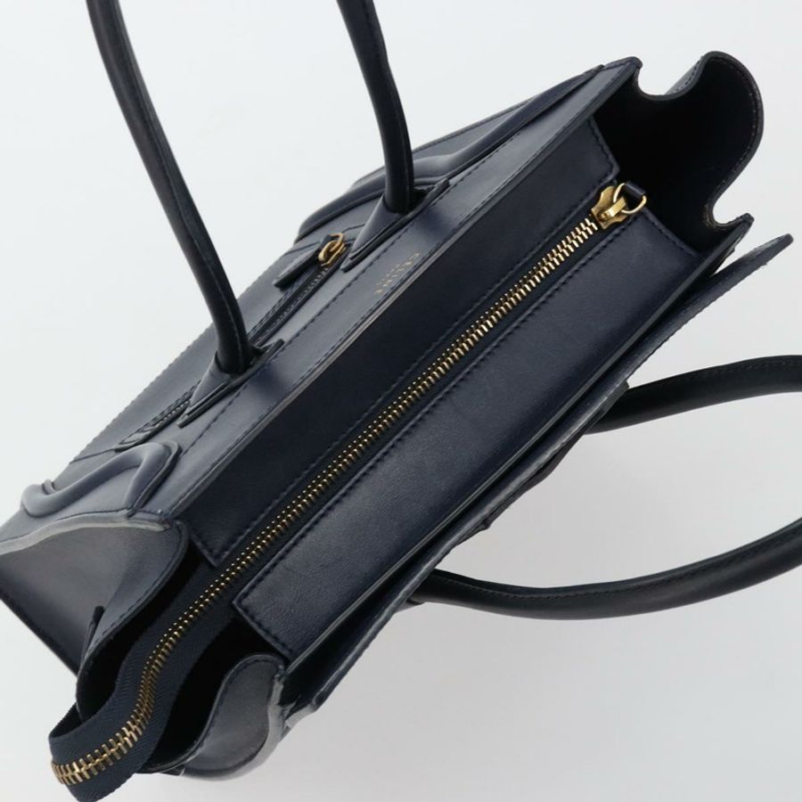 【日本直送】CELINE Luggage Micro Shopper 手提包,皮革材質,海軍藍/金色,正品,貨號 181820M-5