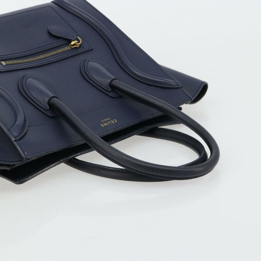 【日本直送】CELINE Luggage Micro Shopper 手提包,皮革材質,海軍藍/金色,正品,貨號 181820M-6
