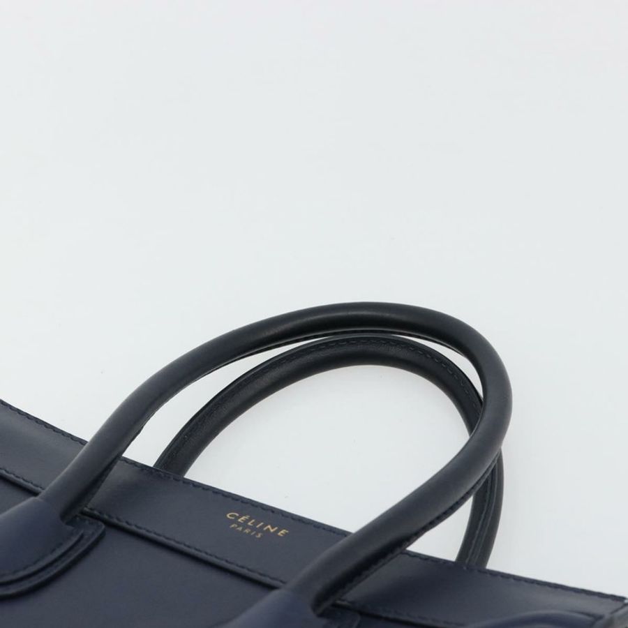 【日本直送】CELINE Luggage Micro Shopper 手提包,皮革材質,海軍藍/金色,正品,貨號 181820M-7