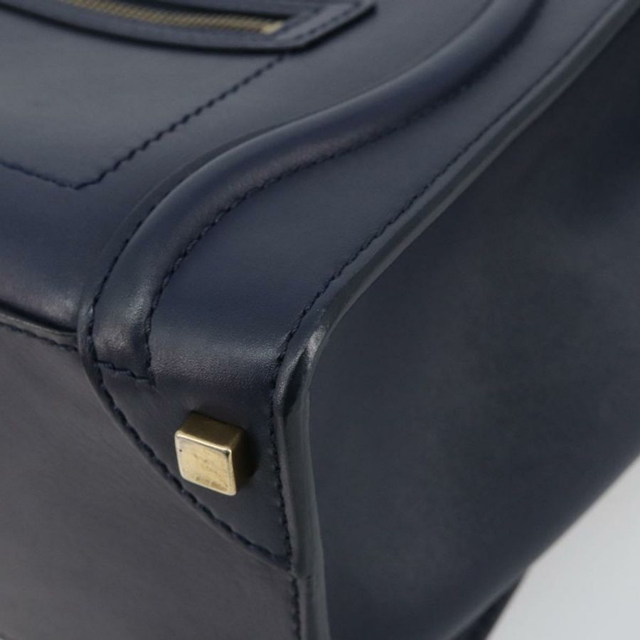 【日本直送】CELINE Luggage Micro Shopper 手提包,皮革材質,海軍藍/金色,正品,貨號 181820M-8