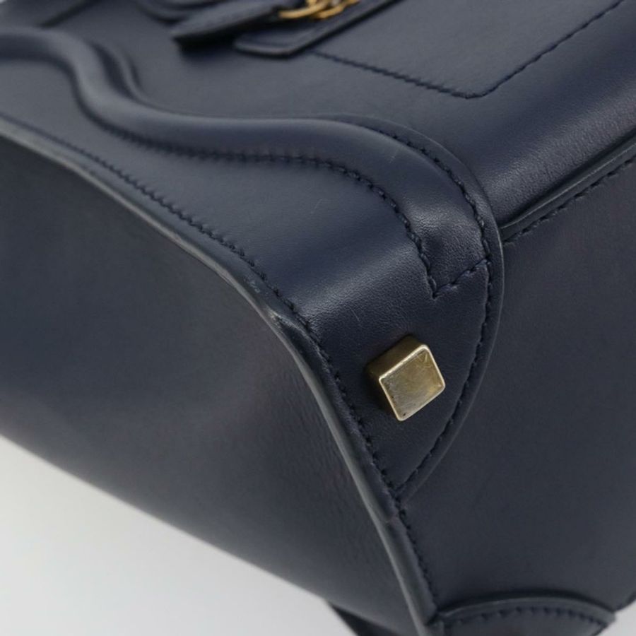 【日本直送】CELINE Luggage Micro Shopper 手提包,皮革材質,海軍藍/金色,正品,貨號 181820M-13