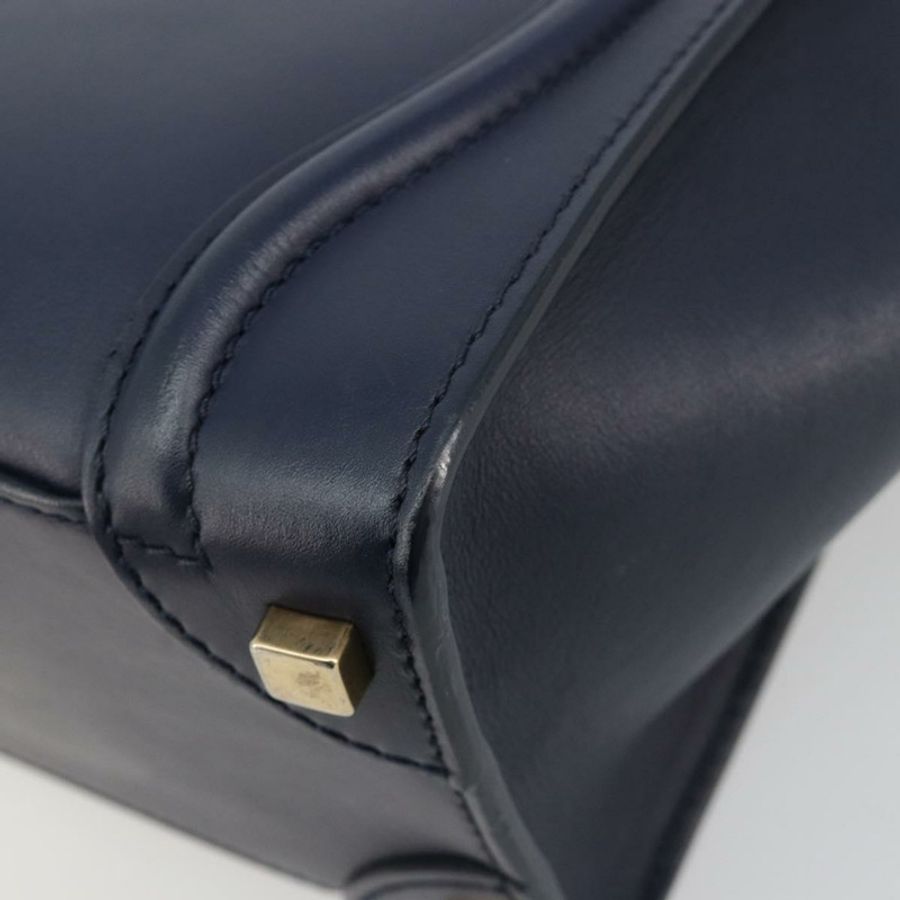 【日本直送】CELINE Luggage Micro Shopper 手提包,皮革材質,海軍藍/金色,正品,貨號 181820M-14