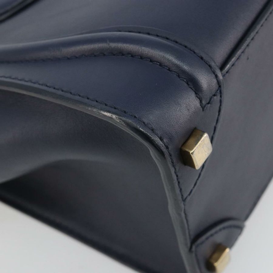 【日本直送】CELINE Luggage Micro Shopper 手提包,皮革材質,海軍藍/金色,正品,貨號 181820M-15