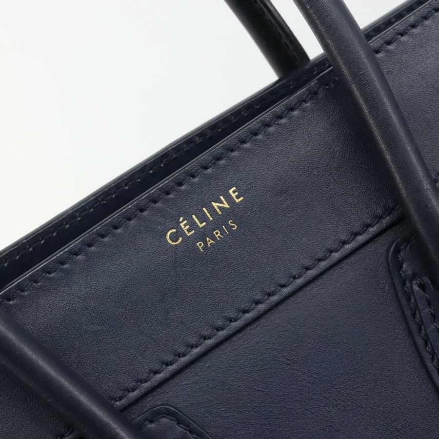 【日本直送】CELINE Luggage Micro Shopper 手提包,皮革材質,海軍藍/金色,正品,貨號 181820M-16