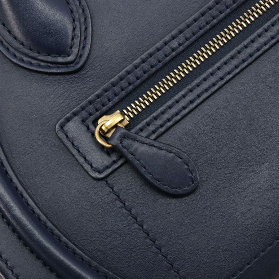 【日本直送】CELINE Luggage Micro Shopper 手提包,皮革材質,海軍藍/金色,正品,貨號 181820M-17