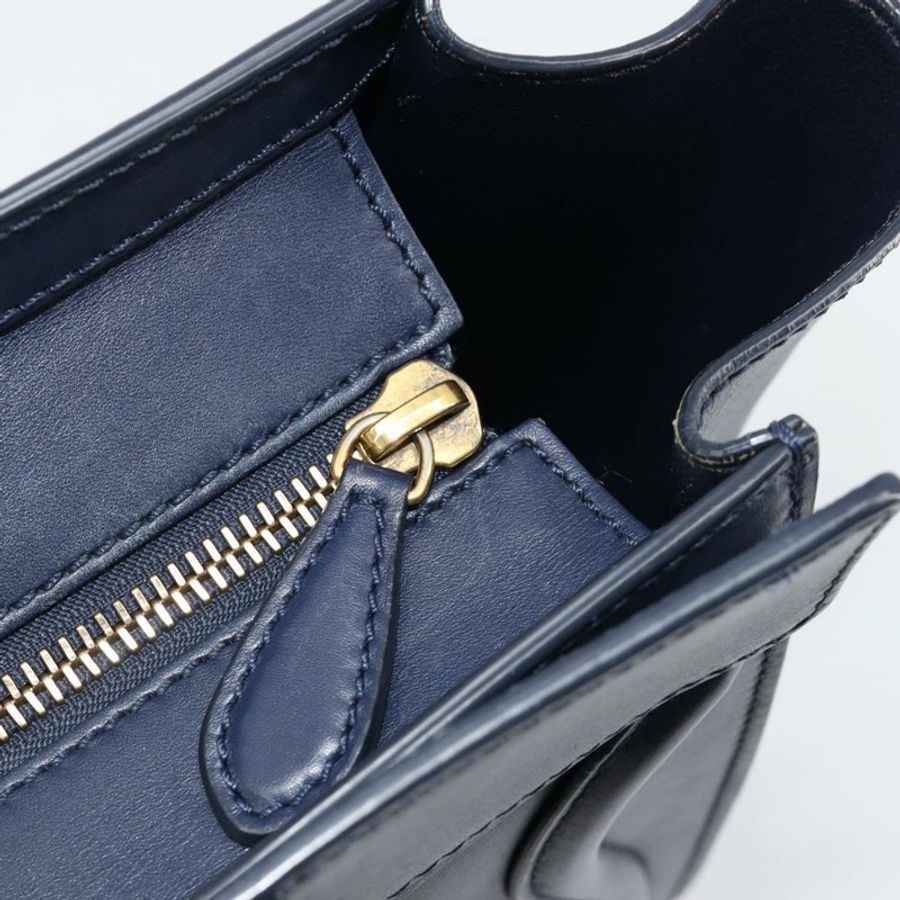 【日本直送】CELINE Luggage Micro Shopper 手提包,皮革材質,海軍藍/金色,正品,貨號 181820M-18