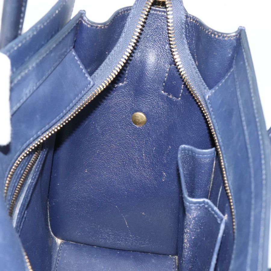 【日本直送】CELINE Luggage Micro Shopper 手提包,皮革材質,海軍藍/金色,正品,貨號 181820M-20