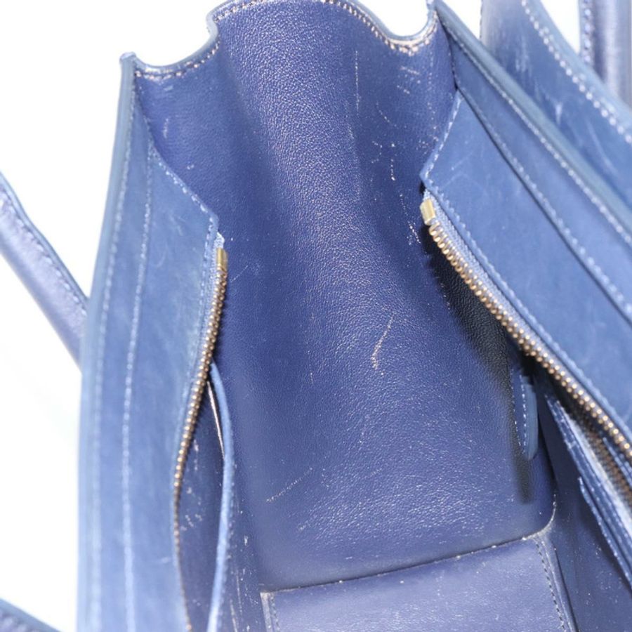 【日本直送】CELINE Luggage Micro Shopper 手提包,皮革材質,海軍藍/金色,正品,貨號 181820M-21