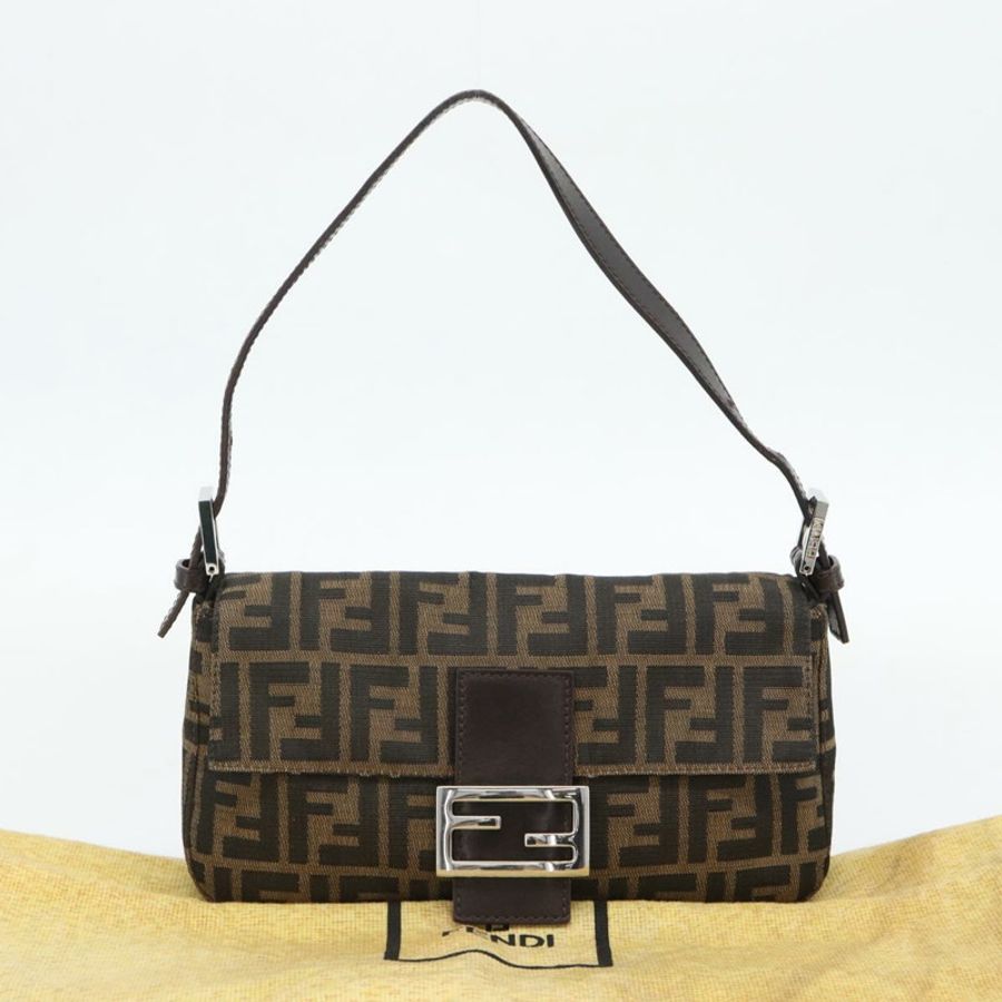 【日本直送】FENDI Zucca帆布Mamma Baguette單肩包,黑色/棕色,正品,貨號181873SAM-11