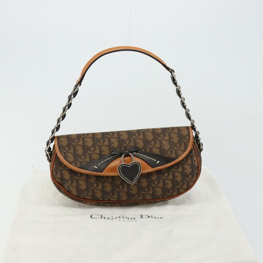 【日本直送】Christian Dior Trotter帆布浪漫手提包 PVC棕色銀色 正品 181891V-11