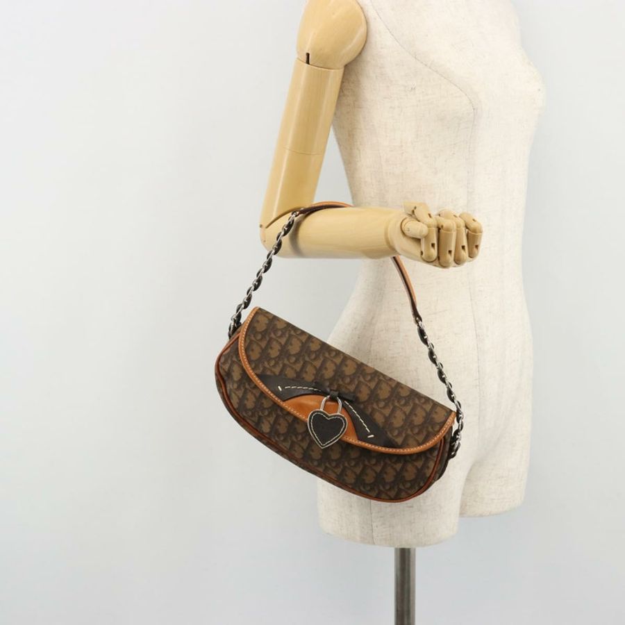 【日本直送】Christian Dior Trotter帆布浪漫手提包 PVC棕色銀色 正品 181891V-23