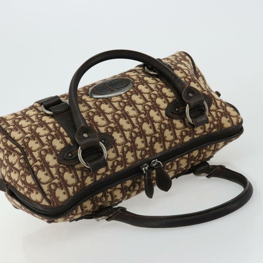 【日本直送】Christian Dior Trotter帆布手提包 棕色 銀色 正品 181890V-5
