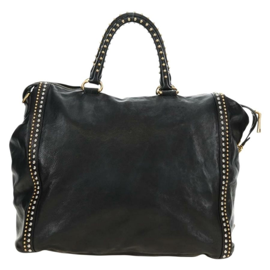 【日本直送】PRADA 皮革雙肩包 黑色 金 銀色 正品 181906SM-1