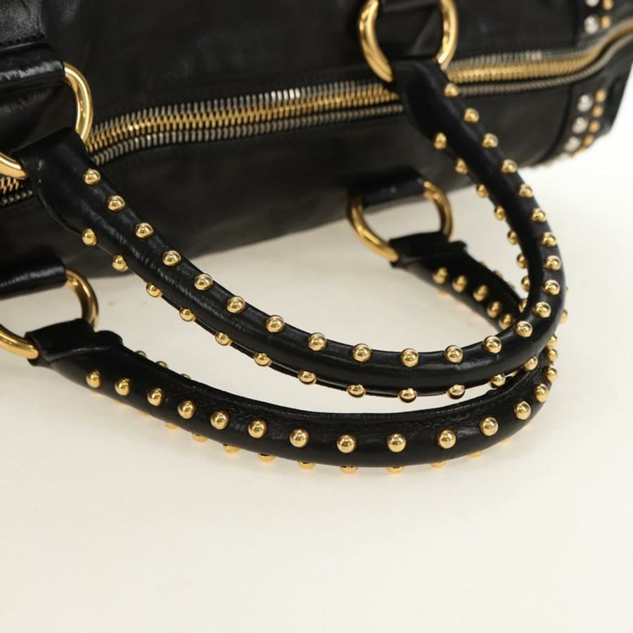【日本直送】PRADA 皮革雙肩包 黑色 金 銀色 正品 181906SM-5