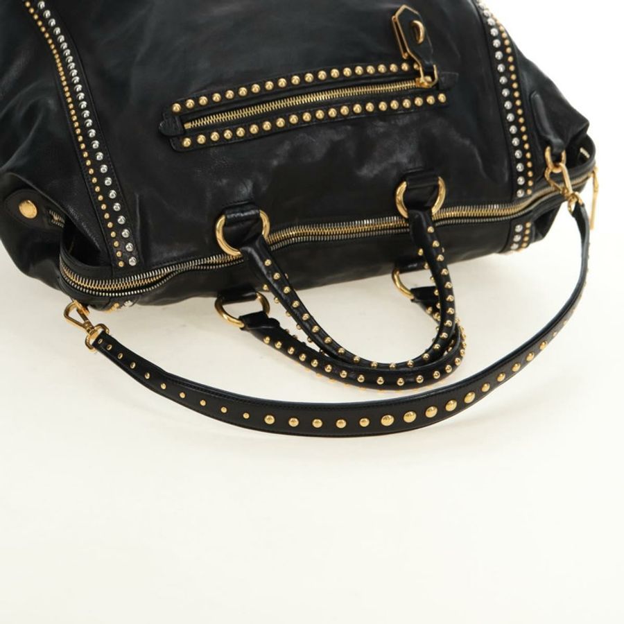 【日本直送】PRADA 皮革雙肩包 黑色 金 銀色 正品 181906SM-6