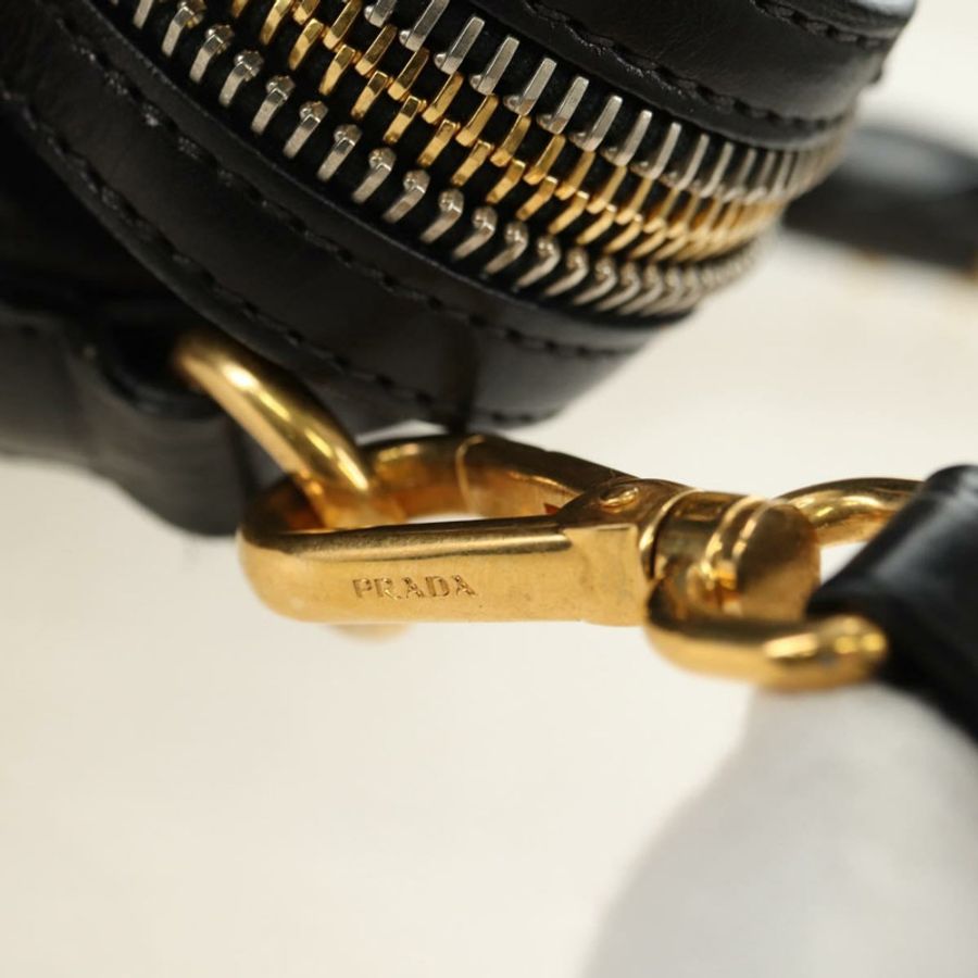 【日本直送】PRADA 皮革雙肩包 黑色 金 銀色 正品 181906SM-7