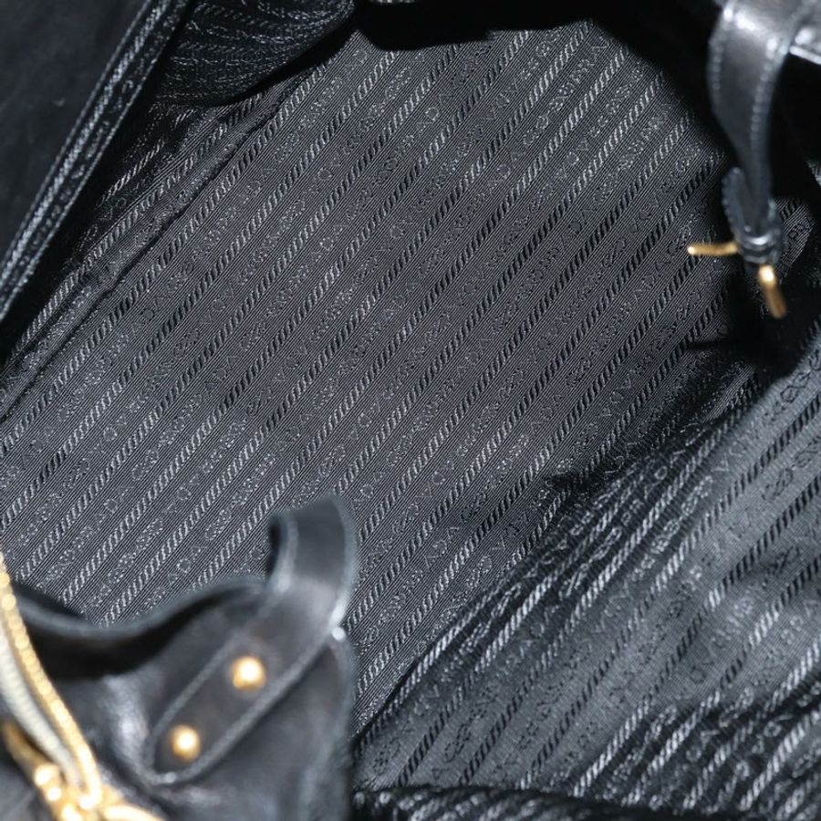 【日本直送】PRADA 皮革雙肩包 黑色 金 銀色 正品 181906SM-8