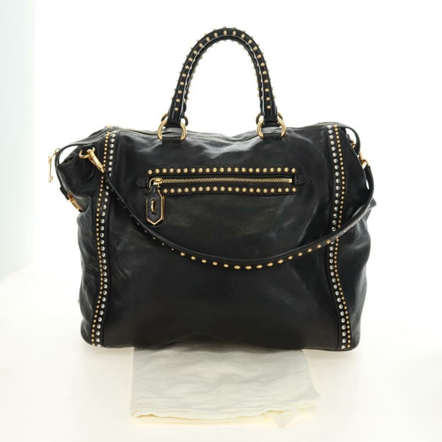 【日本直送】PRADA 皮革雙肩包 黑色 金 銀色 正品 181906SM-11