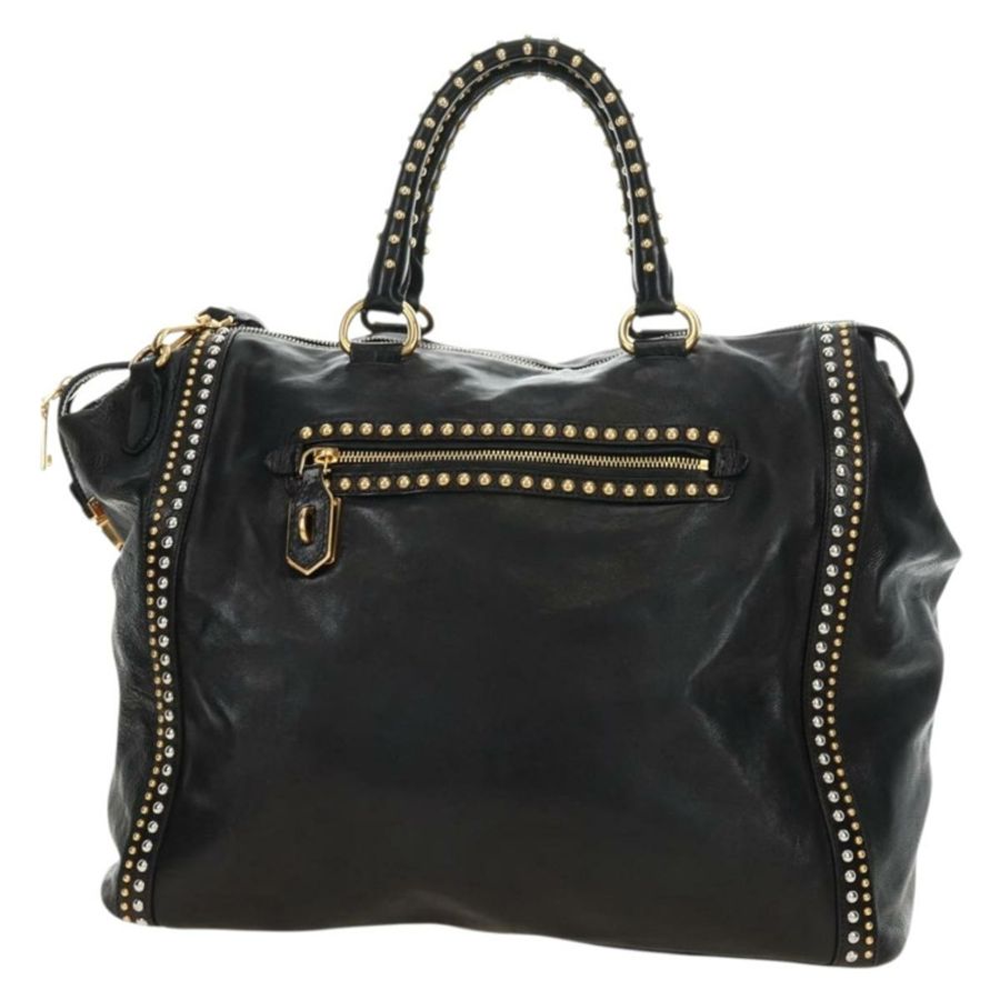【日本直送】PRADA 皮革雙肩包 黑色 金 銀色 正品 181906SM-12