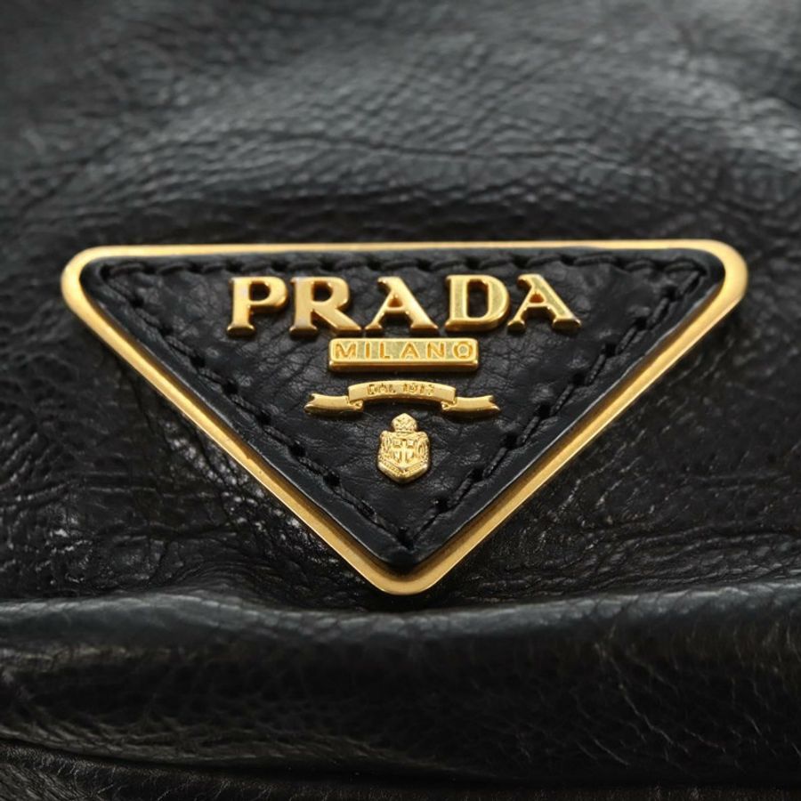 【日本直送】PRADA 皮革雙肩包 黑色 金 銀色 正品 181906SM-20