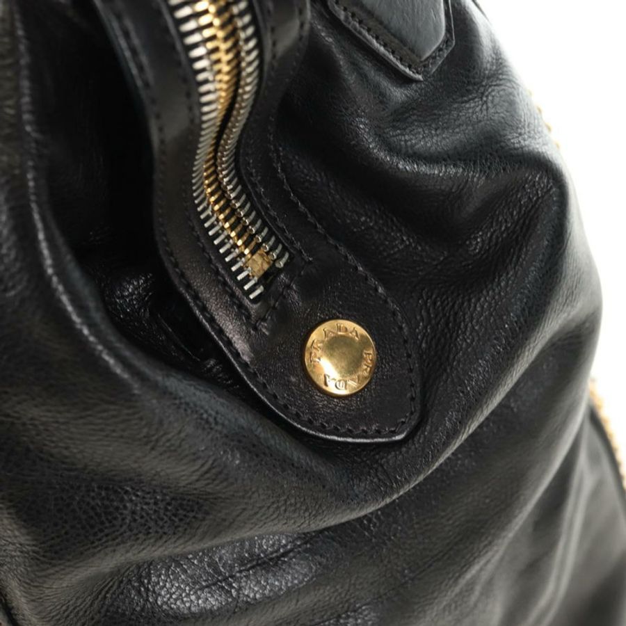 【日本直送】PRADA 皮革雙肩包 黑色 金 銀色 正品 181906SM-21