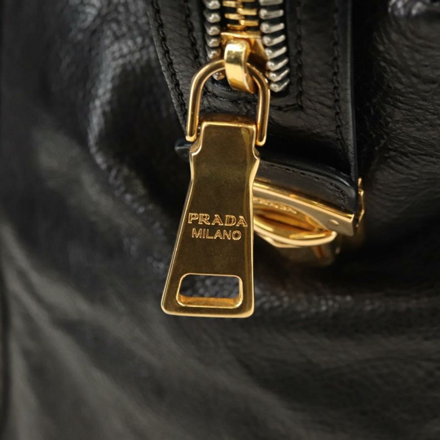 【日本直送】PRADA 皮革雙肩包 黑色 金 銀色 正品 181906SM-22