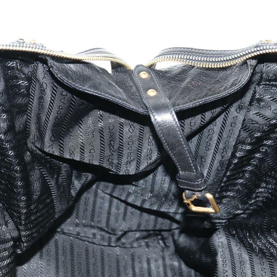 【日本直送】PRADA 皮革雙肩包 黑色 金 銀色 正品 181906SM-24