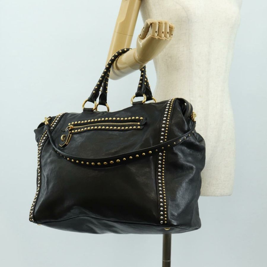 【日本直送】PRADA 皮革雙肩包 黑色 金 銀色 正品 181906SM-31