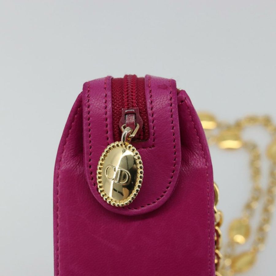 【日本直送】Christian Dior 鏈條肩背包 皮革 粉紅色 金色 正品 182225A-9