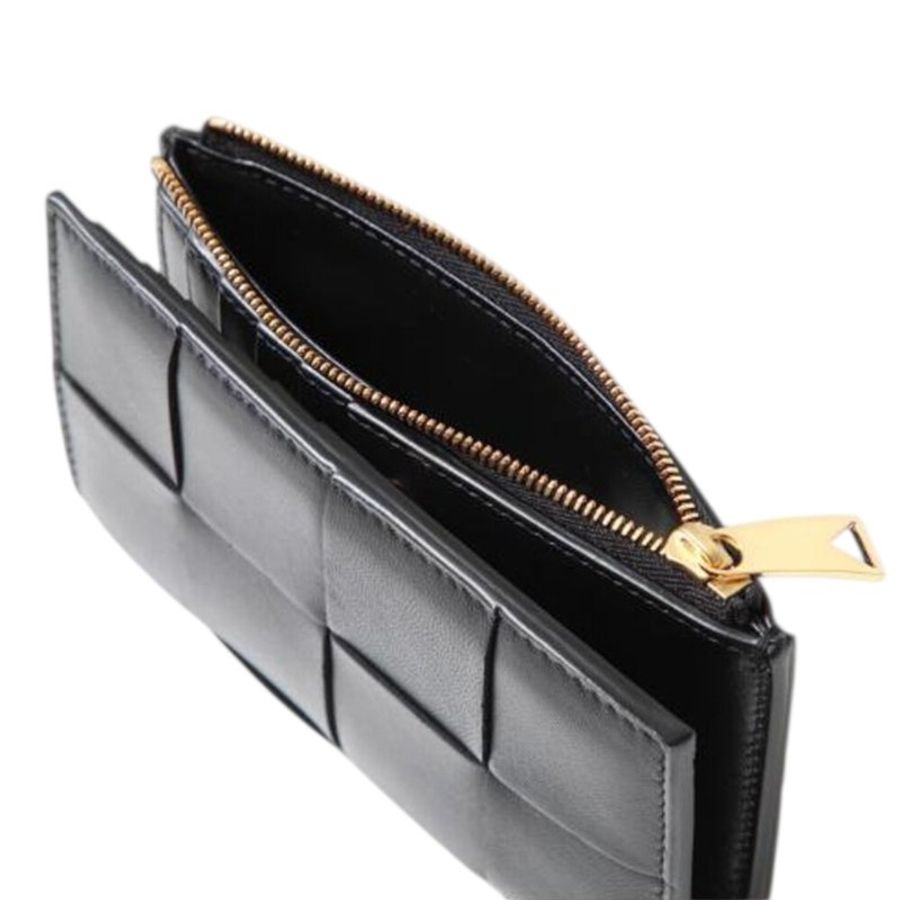 【BOTTEGA VENETA 寶緹嘉】BV Cassette Medium Bi-Fold 對折 零錢包 卡夾 中夾 皮夾 短夾 黑色 750262-1