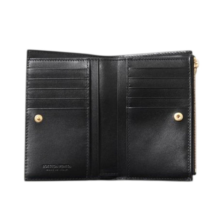 【BOTTEGA VENETA 寶緹嘉】BV Cassette Medium Bi-Fold 對折 零錢包 卡夾 中夾 皮夾 短夾 黑色 750262-2