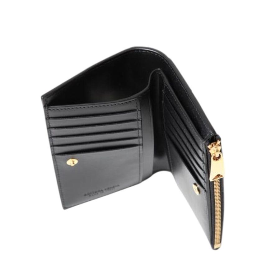 【BOTTEGA VENETA 寶緹嘉】BV Cassette Medium Bi-Fold 對折 零錢包 卡夾 中夾 皮夾 短夾 黑色 750262-3
