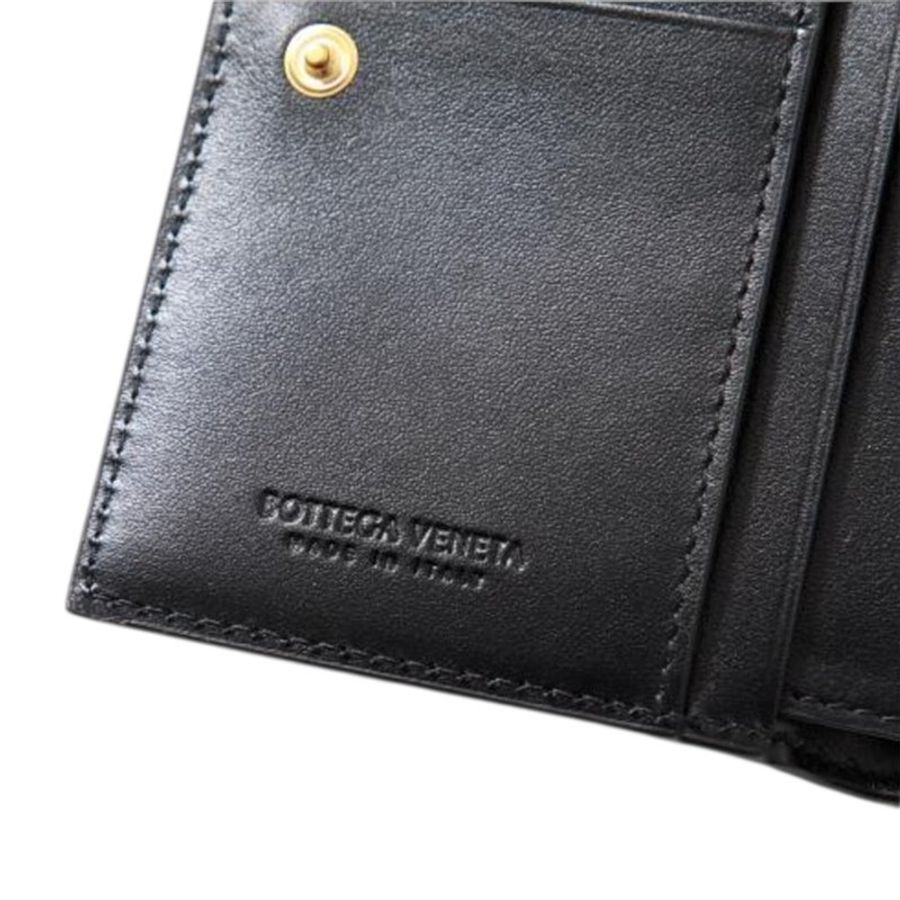 【BOTTEGA VENETA 寶緹嘉】BV Cassette Medium Bi-Fold 對折 零錢包 卡夾 中夾 皮夾 短夾 黑色 750262-4