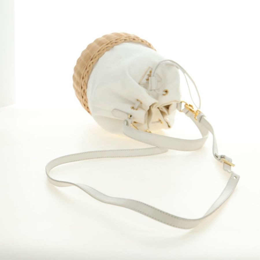 【日本直送】PRADA 藤編兩用白金手提包 正品 181826SM-7