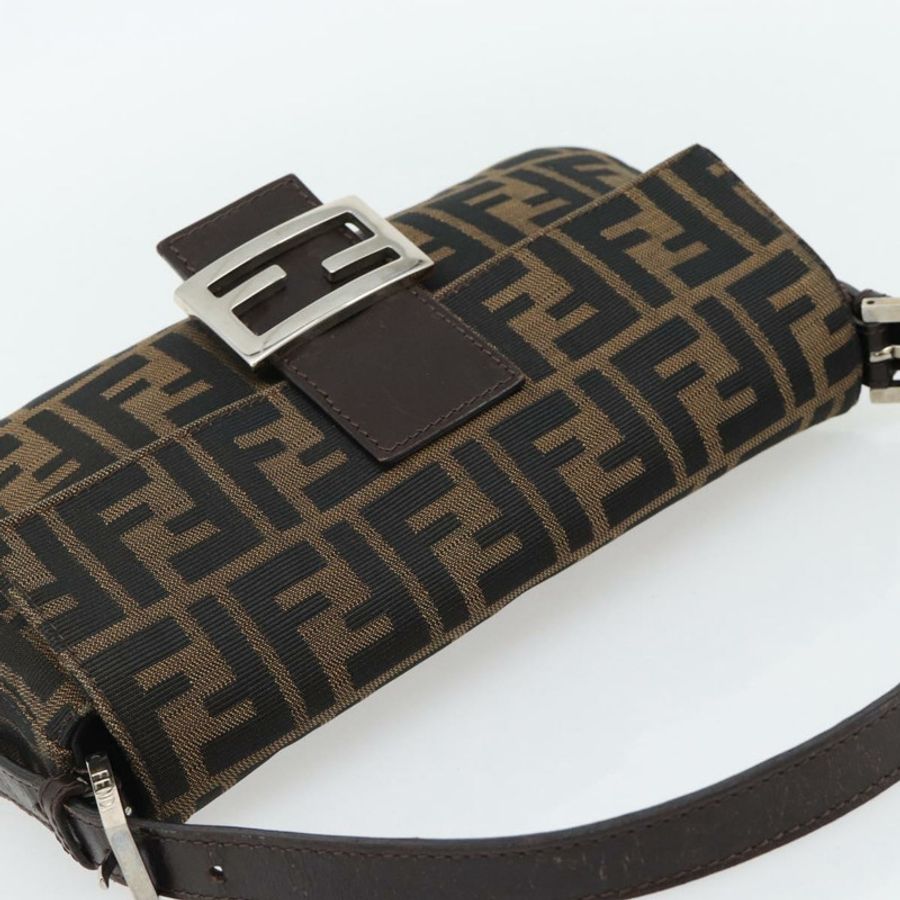【日本直送】FENDI Zucca帆布Mamma Baguette單肩包 黑色棕色 正品 182220SAM-5