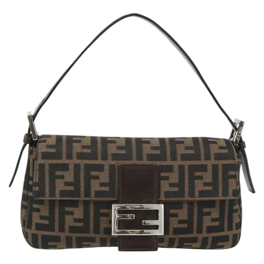 【日本直送】FENDI Zucca帆布Mamma Baguette單肩包 黑色棕色 正品 182220SAM-12