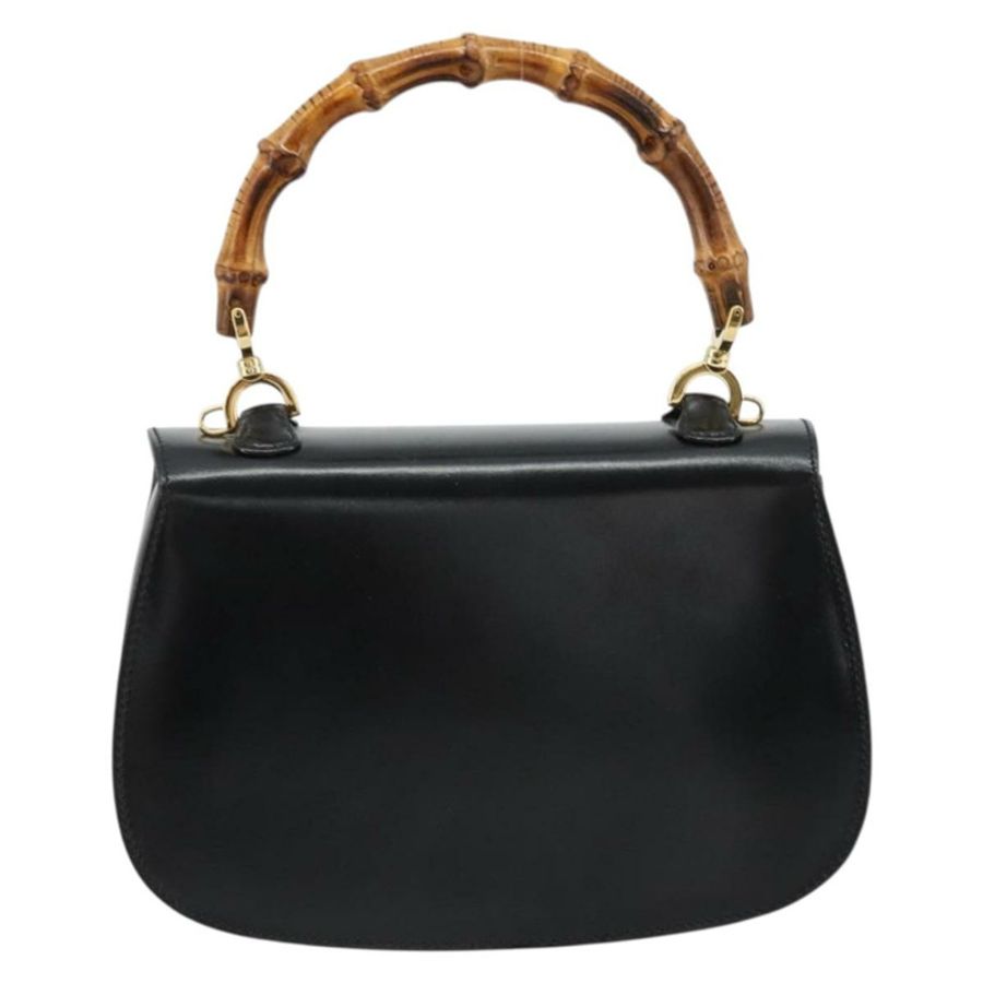 【日本直送】GUCCI 竹節手提包 皮革 黑色 金色 000 2046 0188 正品 182167V-1