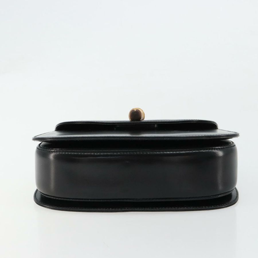 【日本直送】GUCCI 竹節手提包 皮革 黑色 金色 000 2046 0188 正品 182167V-4
