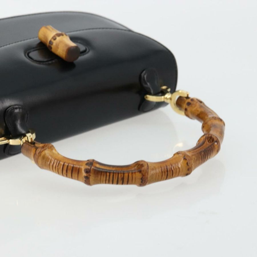 【日本直送】GUCCI 竹節手提包 皮革 黑色 金色 000 2046 0188 正品 182167V-6