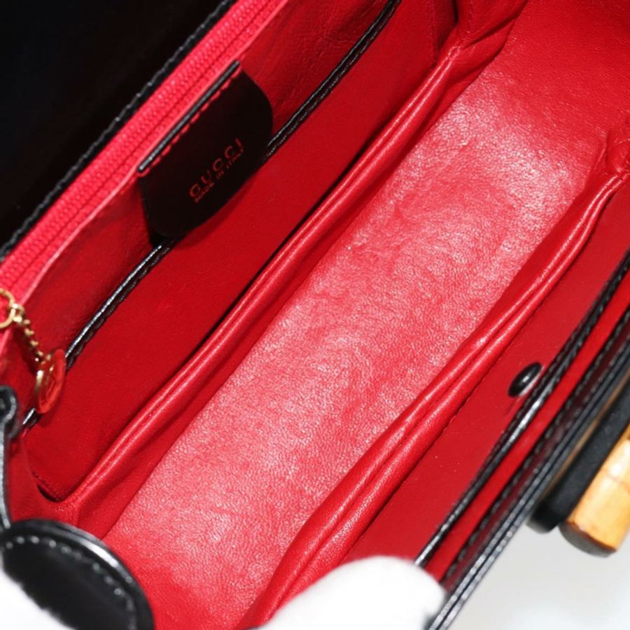 【日本直送】GUCCI 竹節手提包 皮革 黑色 金色 000 2046 0188 正品 182167V-9