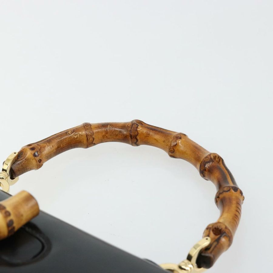 【日本直送】GUCCI 竹節手提包 皮革 黑色 金色 000 2046 0188 正品 182167V-13