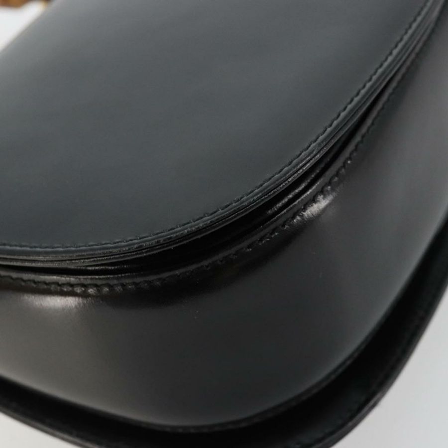 【日本直送】GUCCI 竹節手提包 皮革 黑色 金色 000 2046 0188 正品 182167V-16