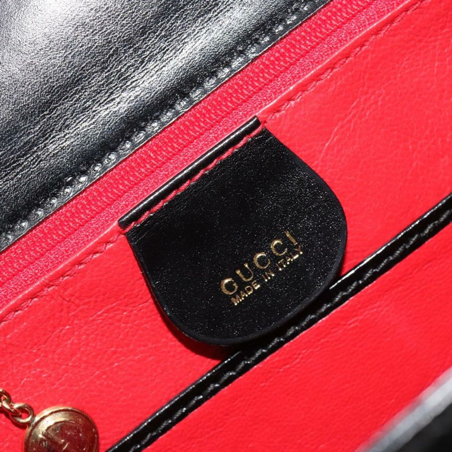 【日本直送】GUCCI 竹節手提包 皮革 黑色 金色 000 2046 0188 正品 182167V-18