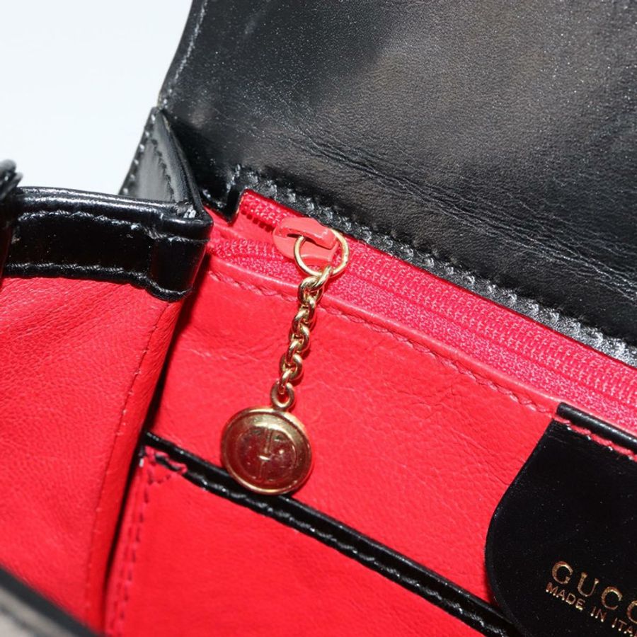 【日本直送】GUCCI 竹節手提包 皮革 黑色 金色 000 2046 0188 正品 182167V-21