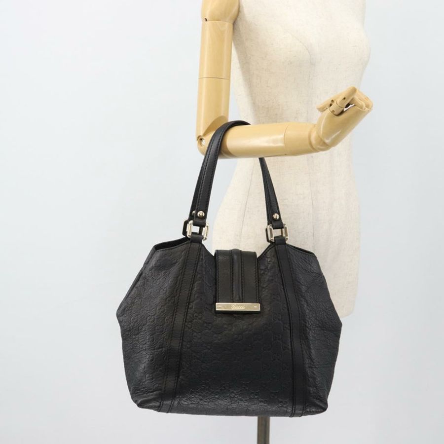 【日本直送】GUCCI GG帆布Guccissima托特包,黑色金色皮革款,貨號233607,正品編號182177V-21