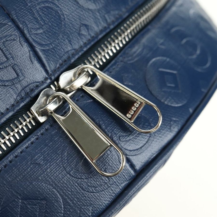 【日本直送】GUCCI Sherry Line 雙 G 雙肩包,皮革材質,海軍藍/銀色/紅色,貨號 752358,正品編號 181963M-19