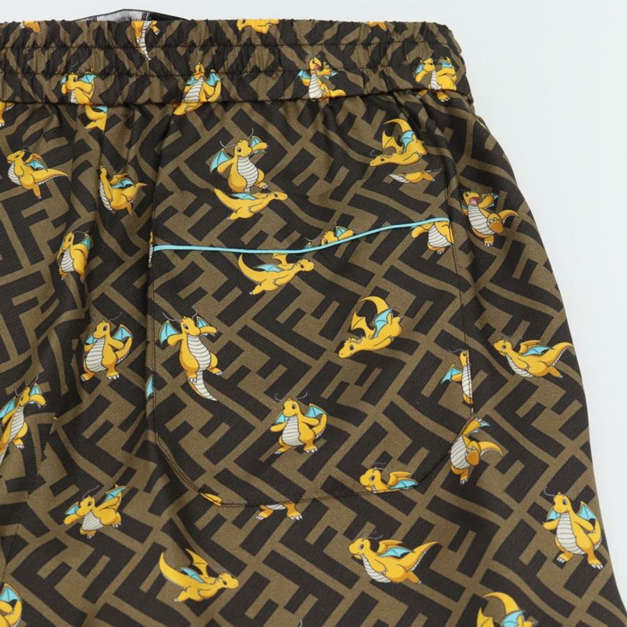 【日本直送】FENDI FENDI x FRGMT x POKMON Zucca 帆布褲 黑色 棕色 正品 167324SAM-10