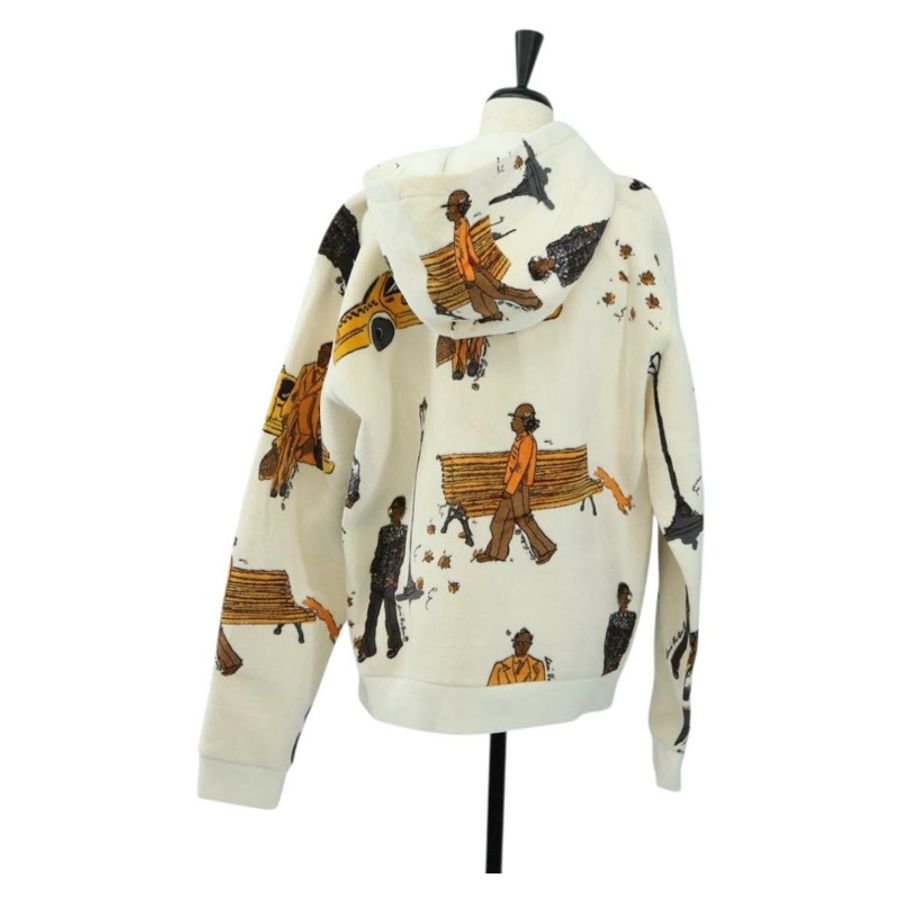 【日本直送】路易威登 (LOUIS VUITTON) 新款 Walkers 印花連帽衫 Virgil Abloh 棉質 M 象牙色 正品 182324SM-1
